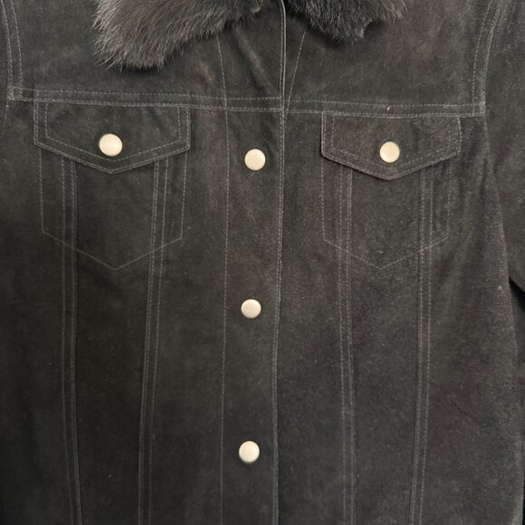 Theory Suede Jacket with Fur collar - Picture 3 of 6